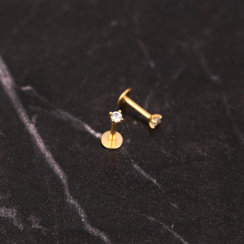 18G Small Diamond Threadless Push Pin Labret Stud