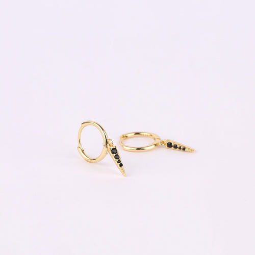Black Stone Spike Hoop Earrings