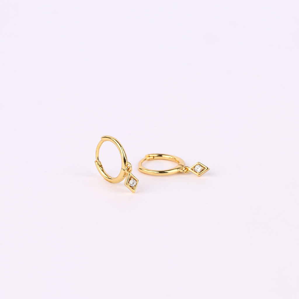 Emerald Charm Dangle Hoop Earrings