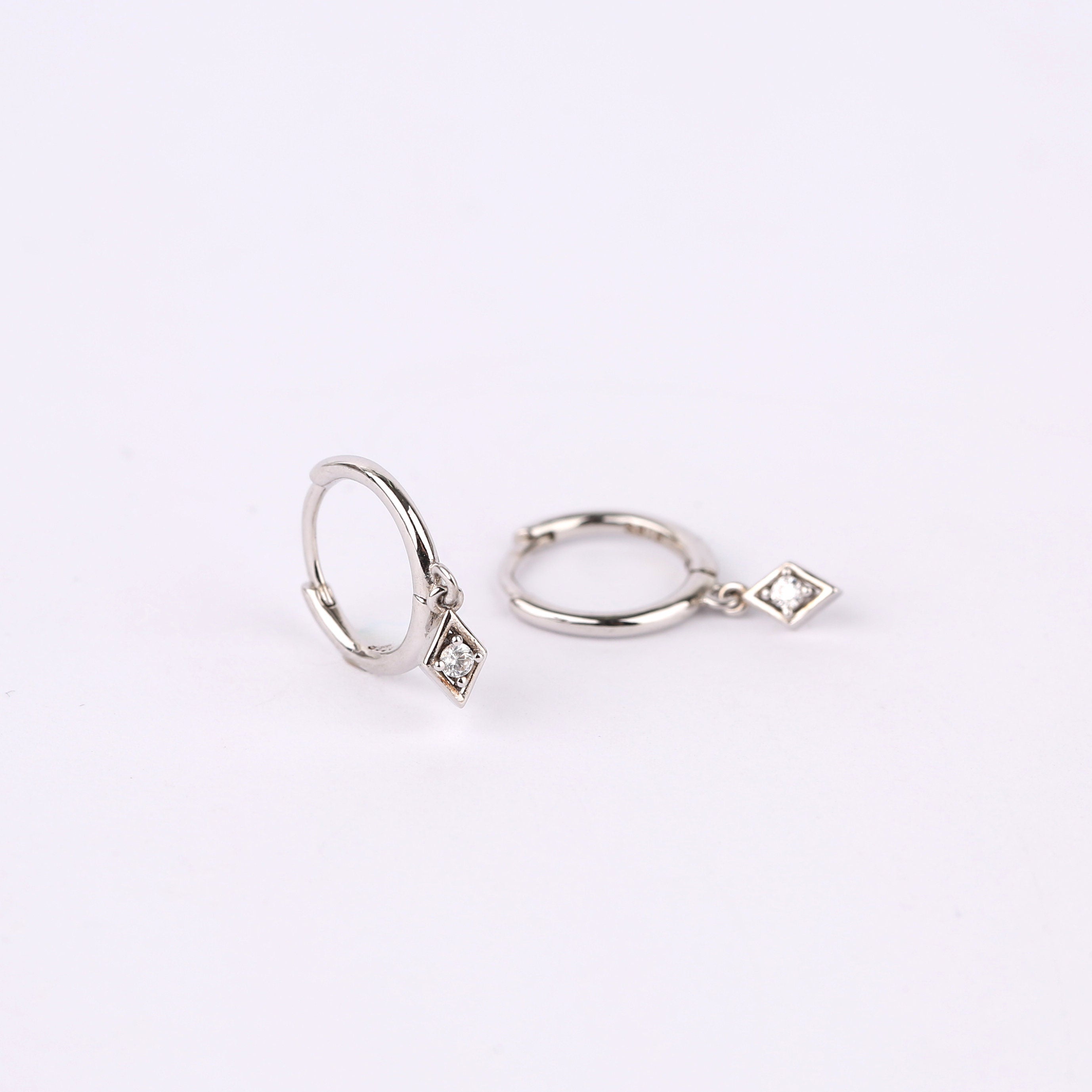 Emerald Charm Dangle Hoop Earrings