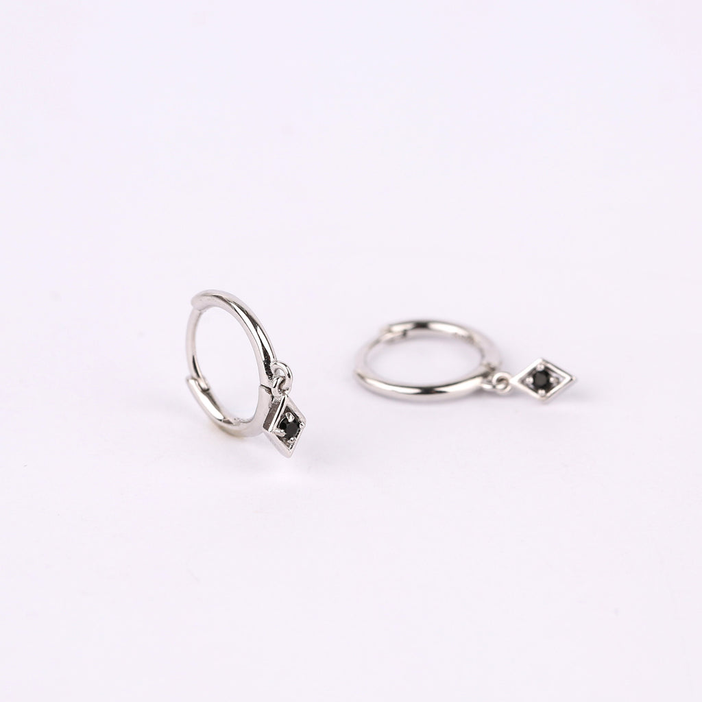 Diamond CZ Dangle Drop Hoops Earrings