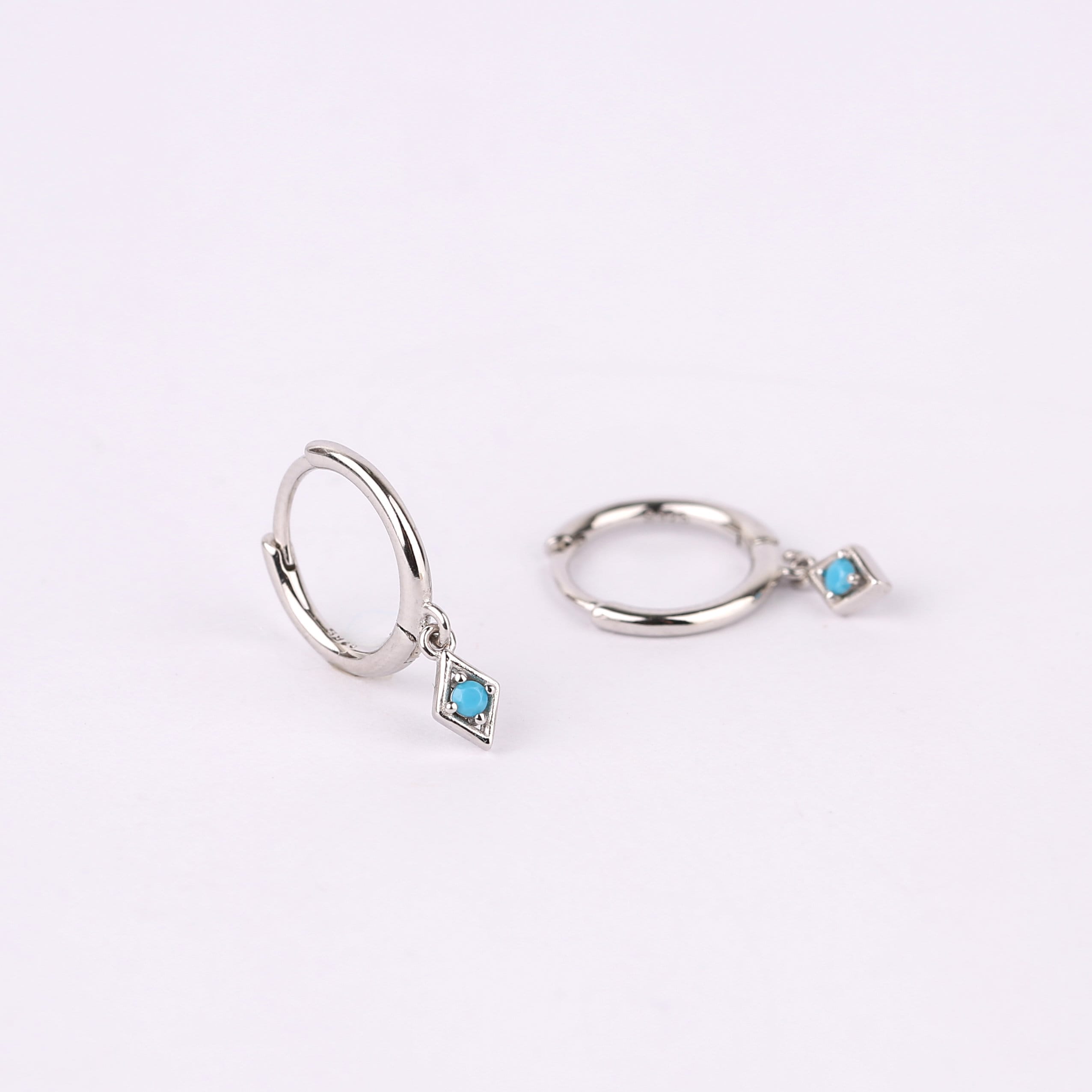 Turquoise Charm Hoop Earrings