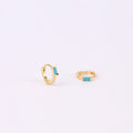 Turquoise Baguette Huggie Hoops Earrings