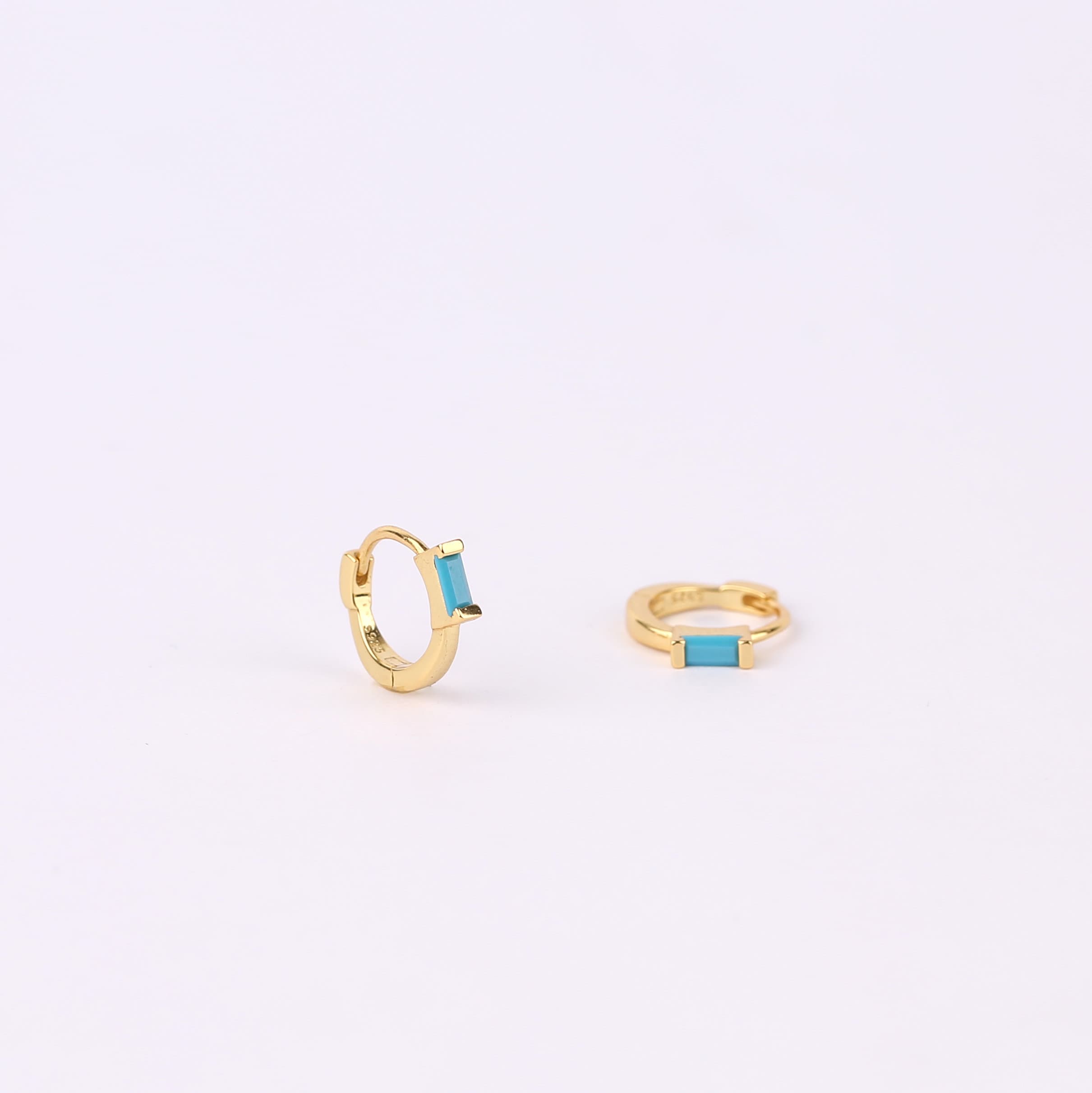 Emerald Baguette Huggie Hoop Earrings