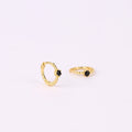 Beaded Black Stone Huggie Hoop Earrings