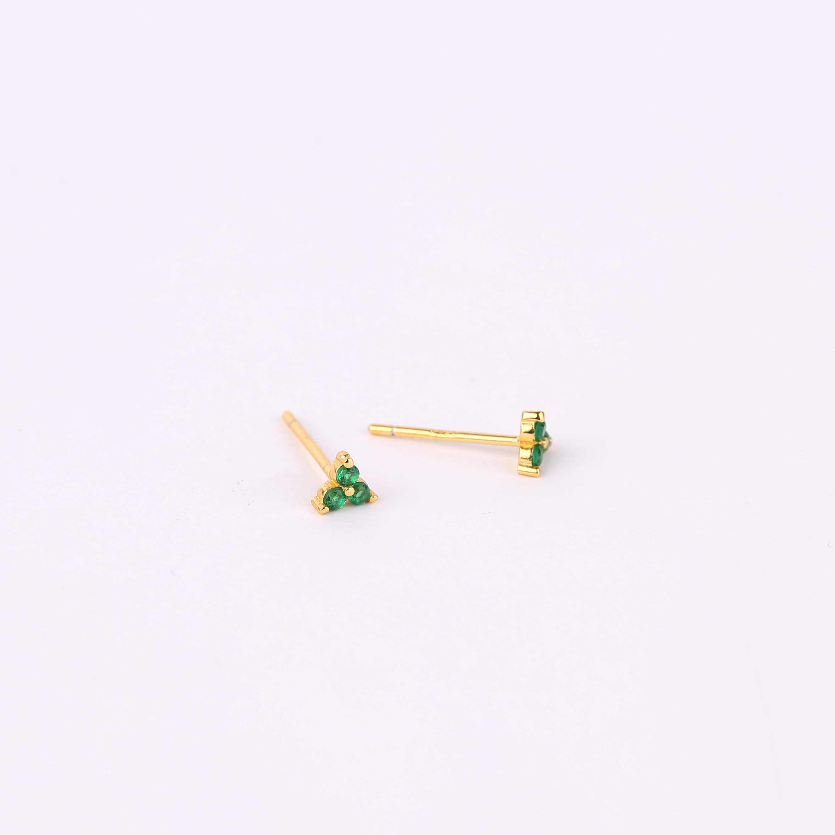 Tiny Emerald Flower Cluster Stud Earrings