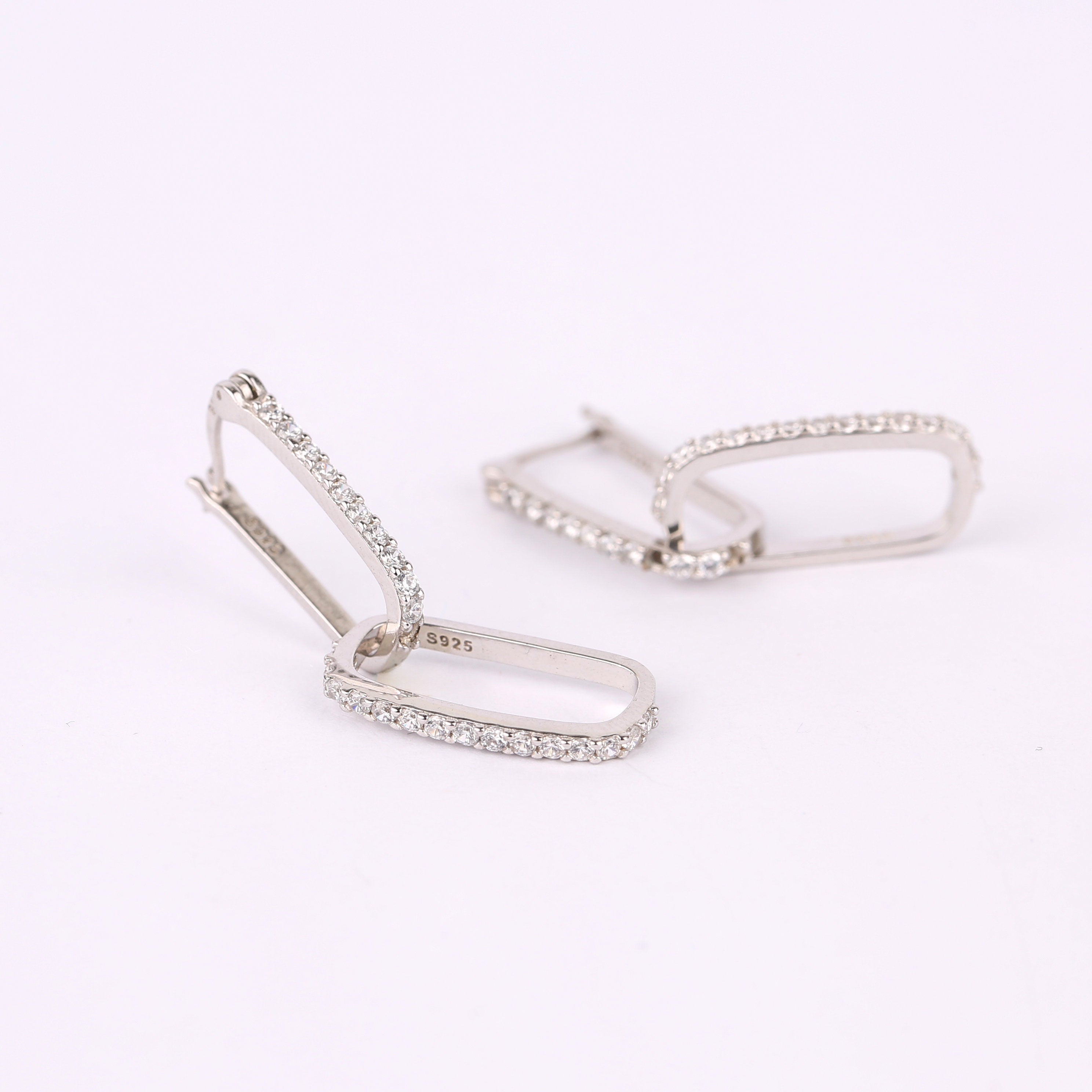 Diamond Link Dangle Earrings