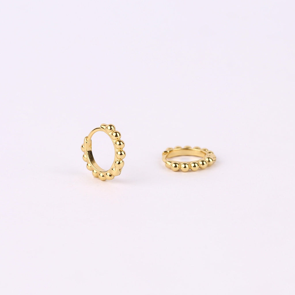 Dainty Gold Beaded Huggie Hoop Earrings
