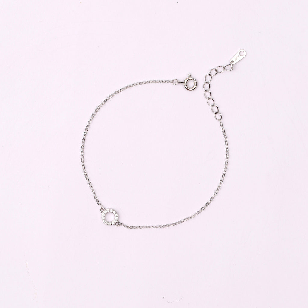Dainty Gold Pave CZ Open Circle Bracelet