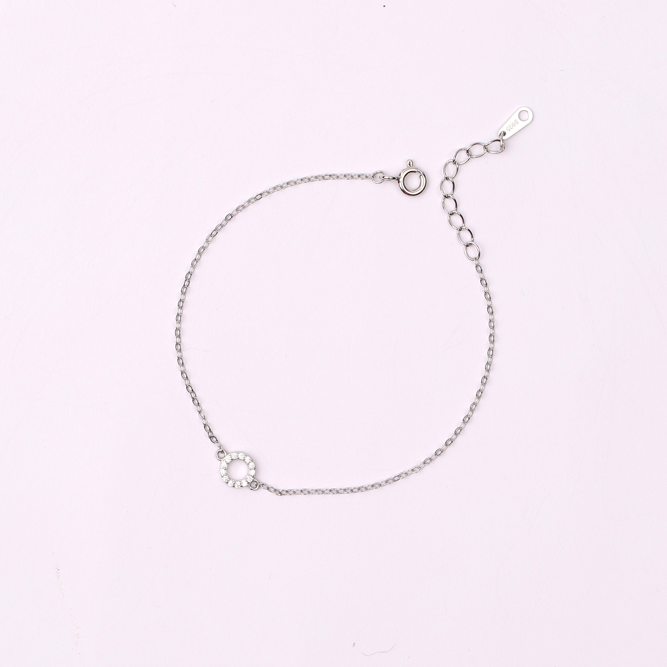 Dainty Gold Pave CZ Open Circle Bracelet