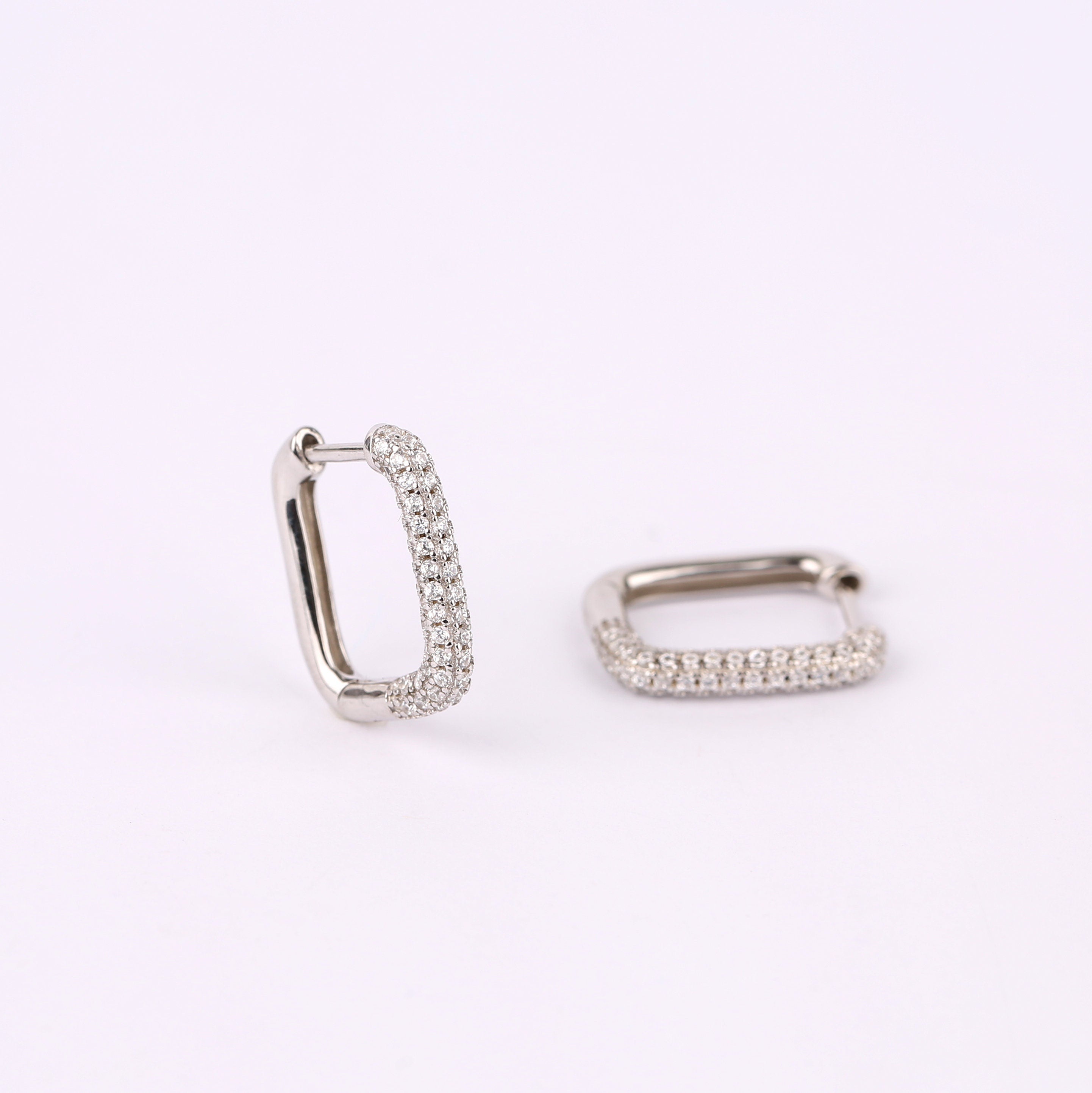 Gold Rectangle Huggie Hoop Earrings