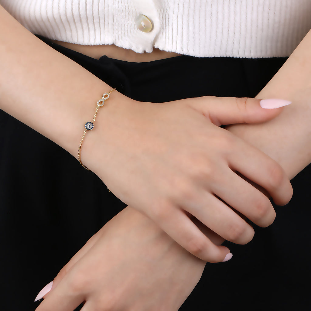 Tiny Sterling Silver Evil Eye Bracelet