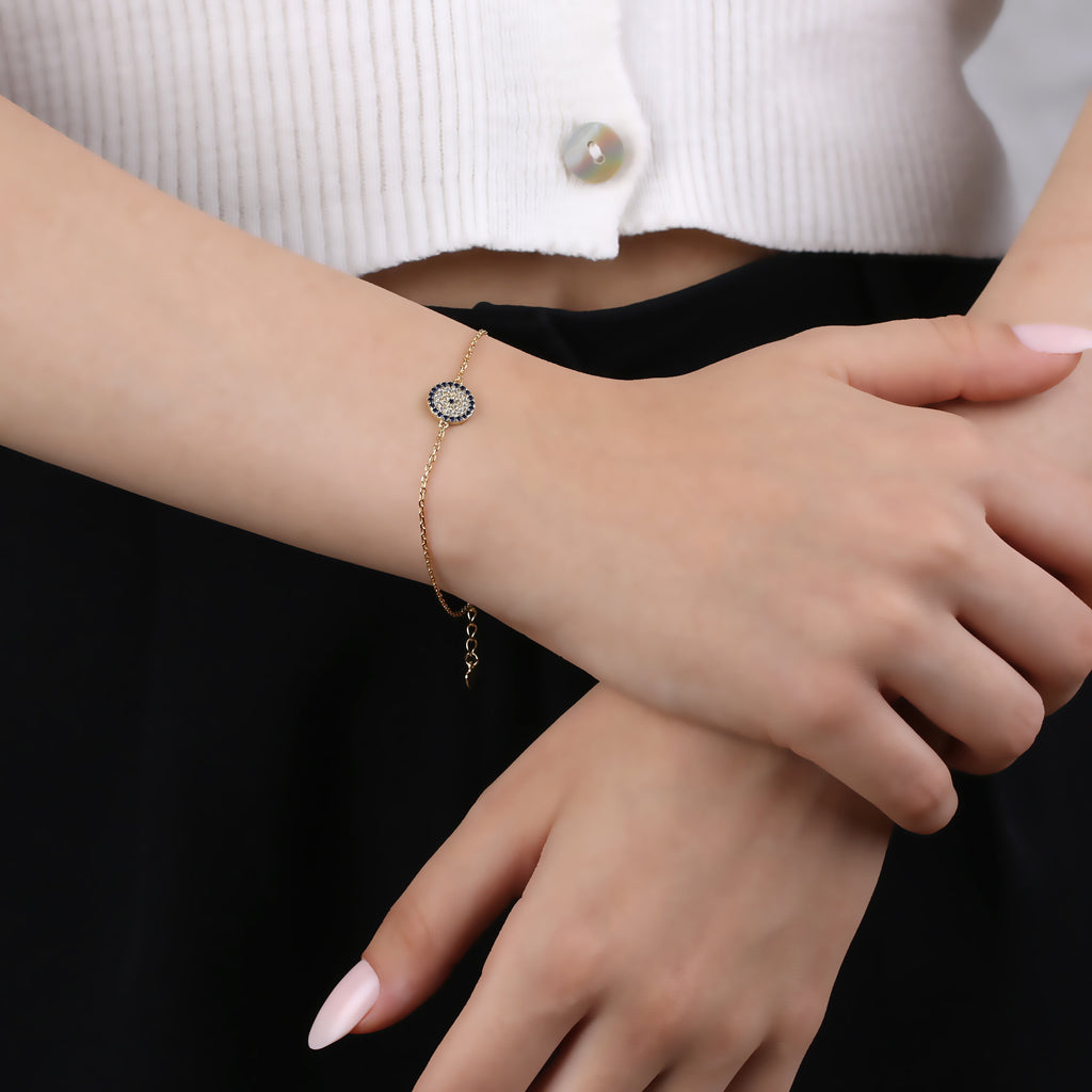 Tiny Sterling Silver Evil Eye Bracelet