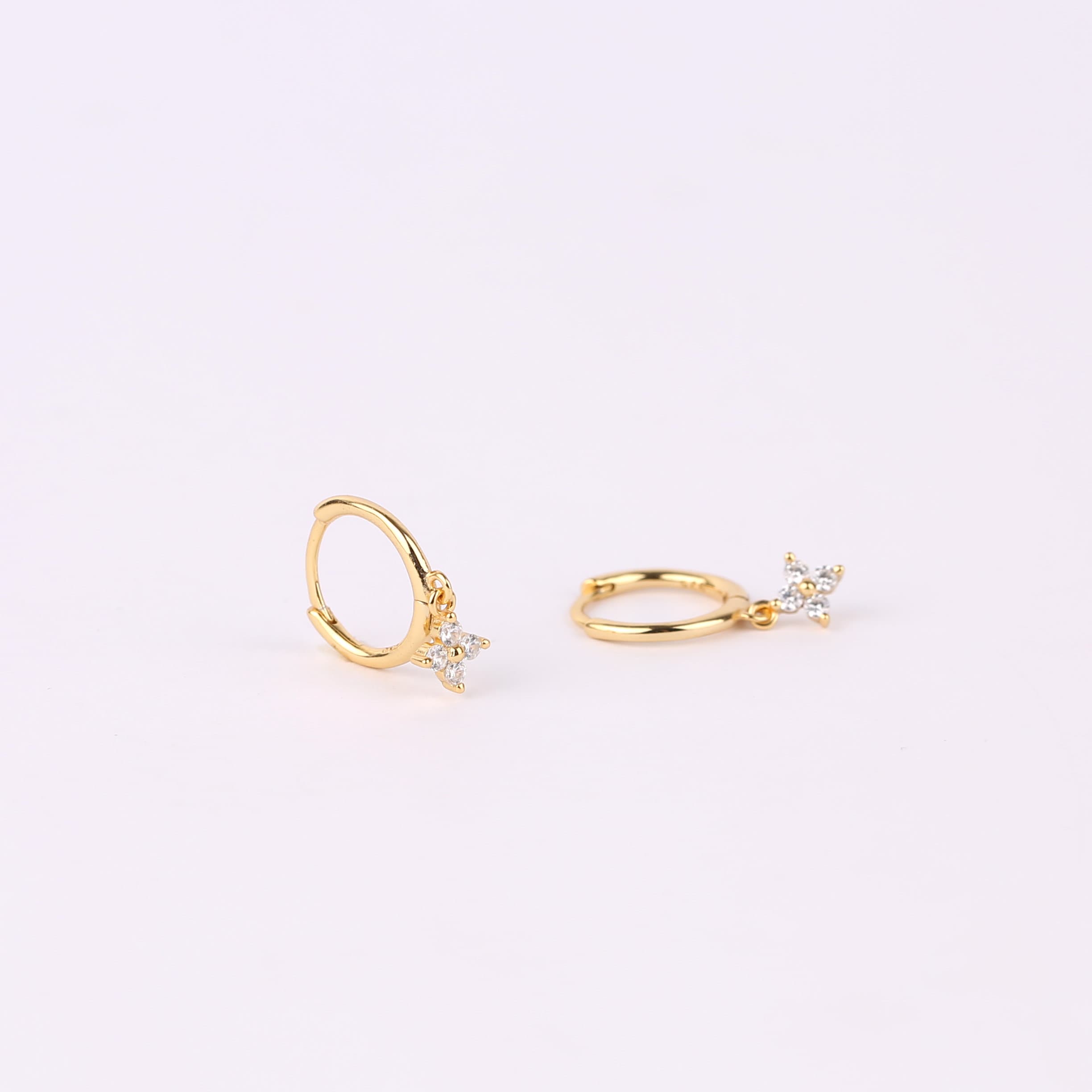 Flower Charm Hoop Earrings Set for Multiple Piercings
