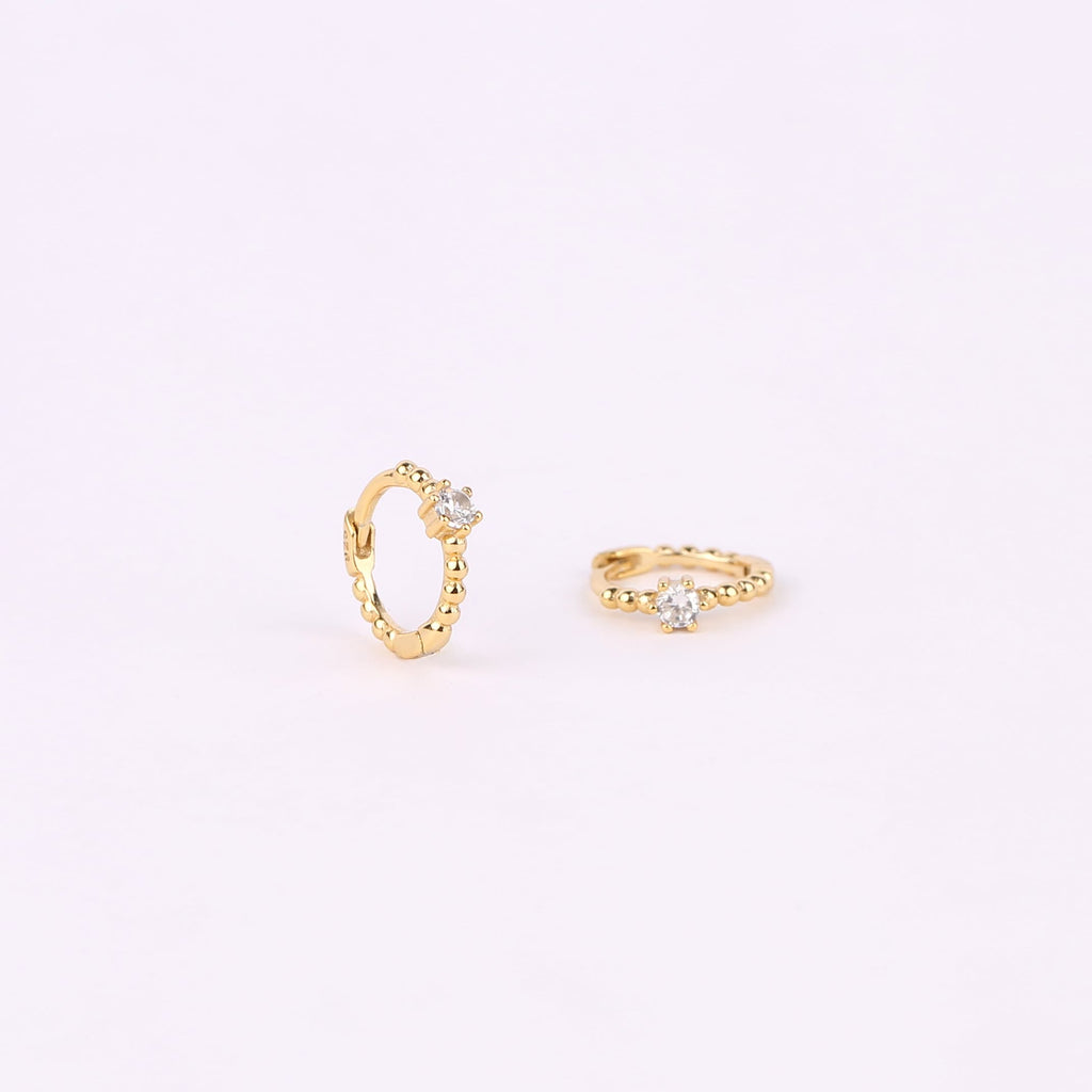 Gold Turquoise Charm Huggie Drop Hoop Earrings Set
