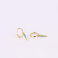 Turquoise Spike Shape Charm Huggie Drop Hoop Earrings