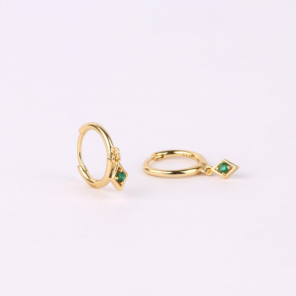 Diamond CZ Dangle Drop Hoops Earrings