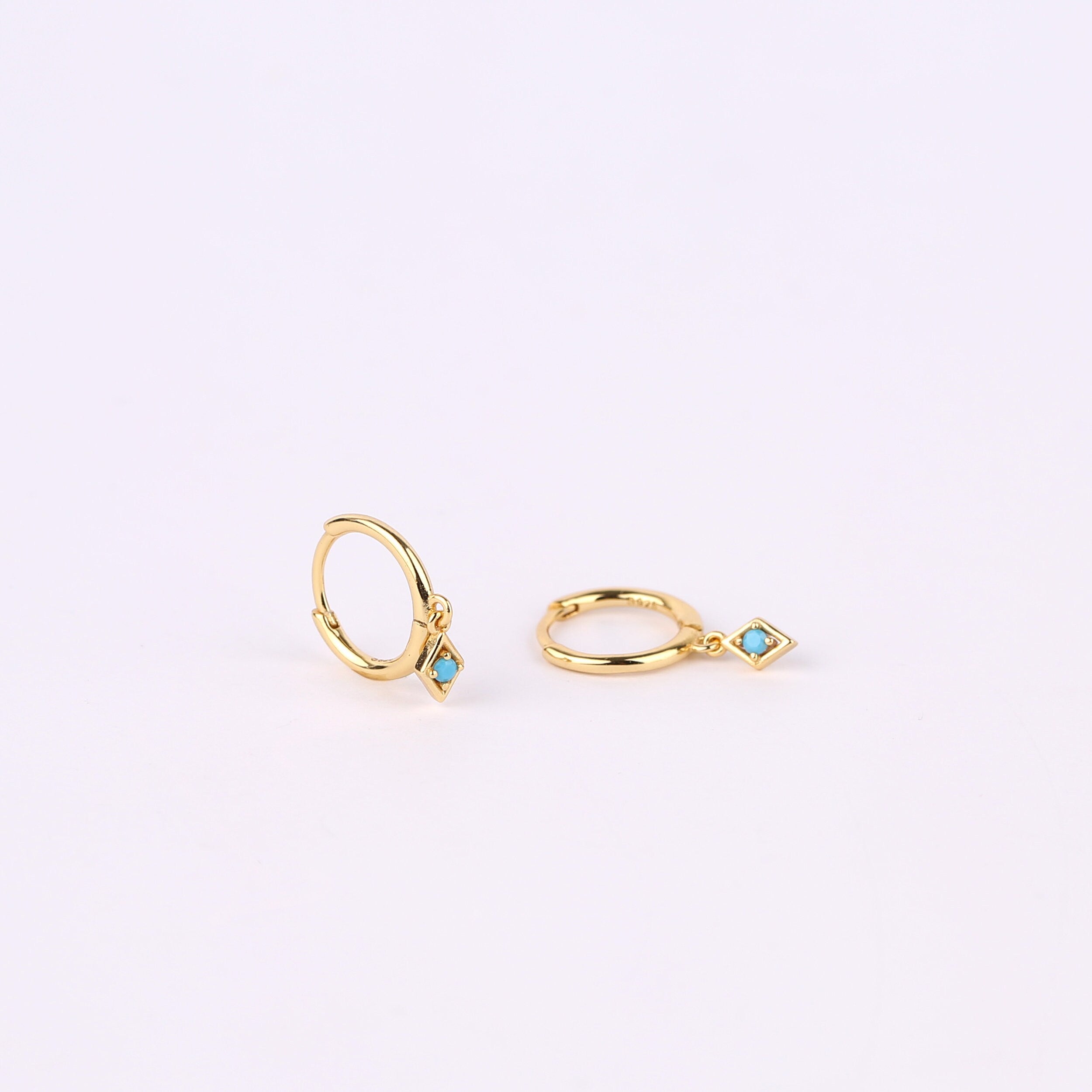 Turquoise Charm Hoop Earrings