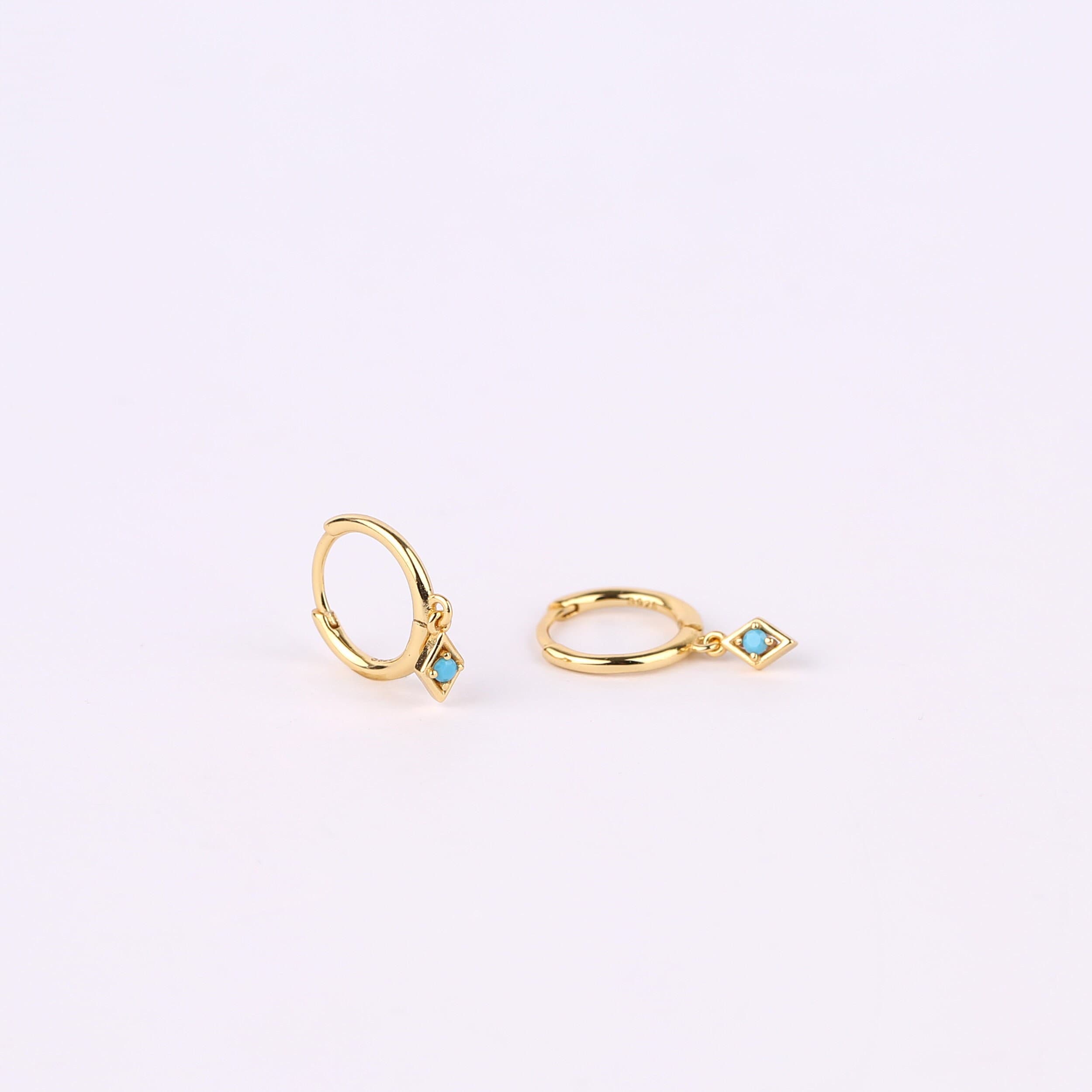 Turquoise Charm Hoop Earrings