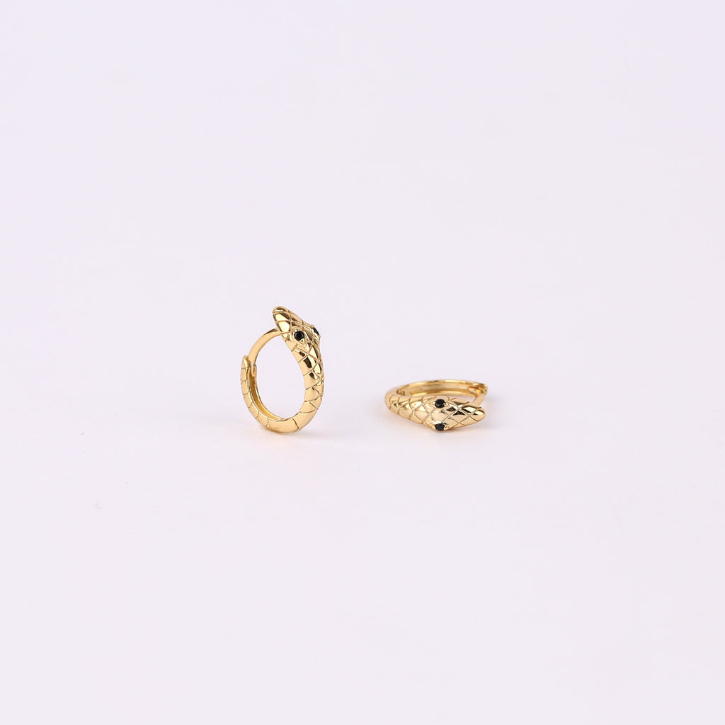 Gold Snake Huggie Hoop Earrings