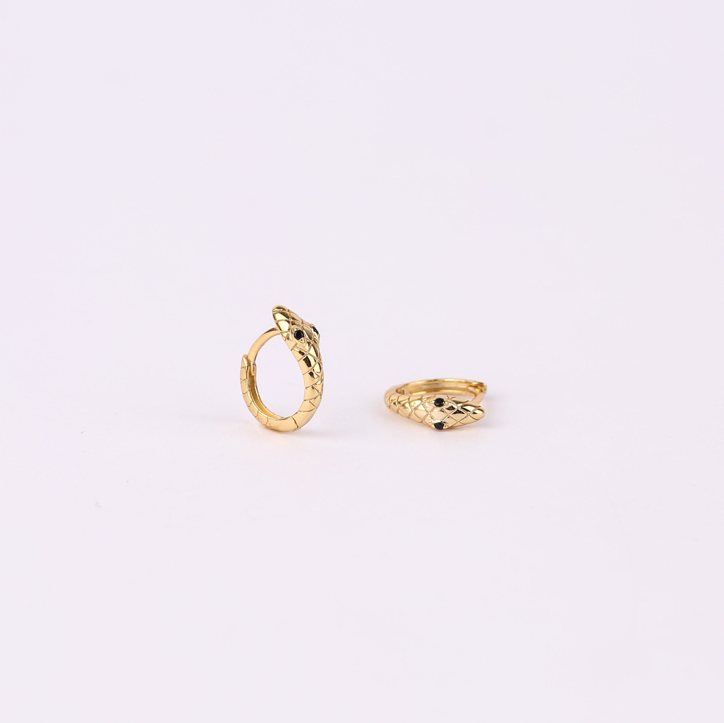 Gold Snake Huggie Hoop Earrings