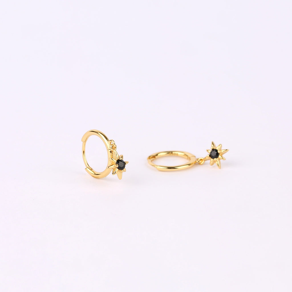 North Star Dangle Hoop Earrings