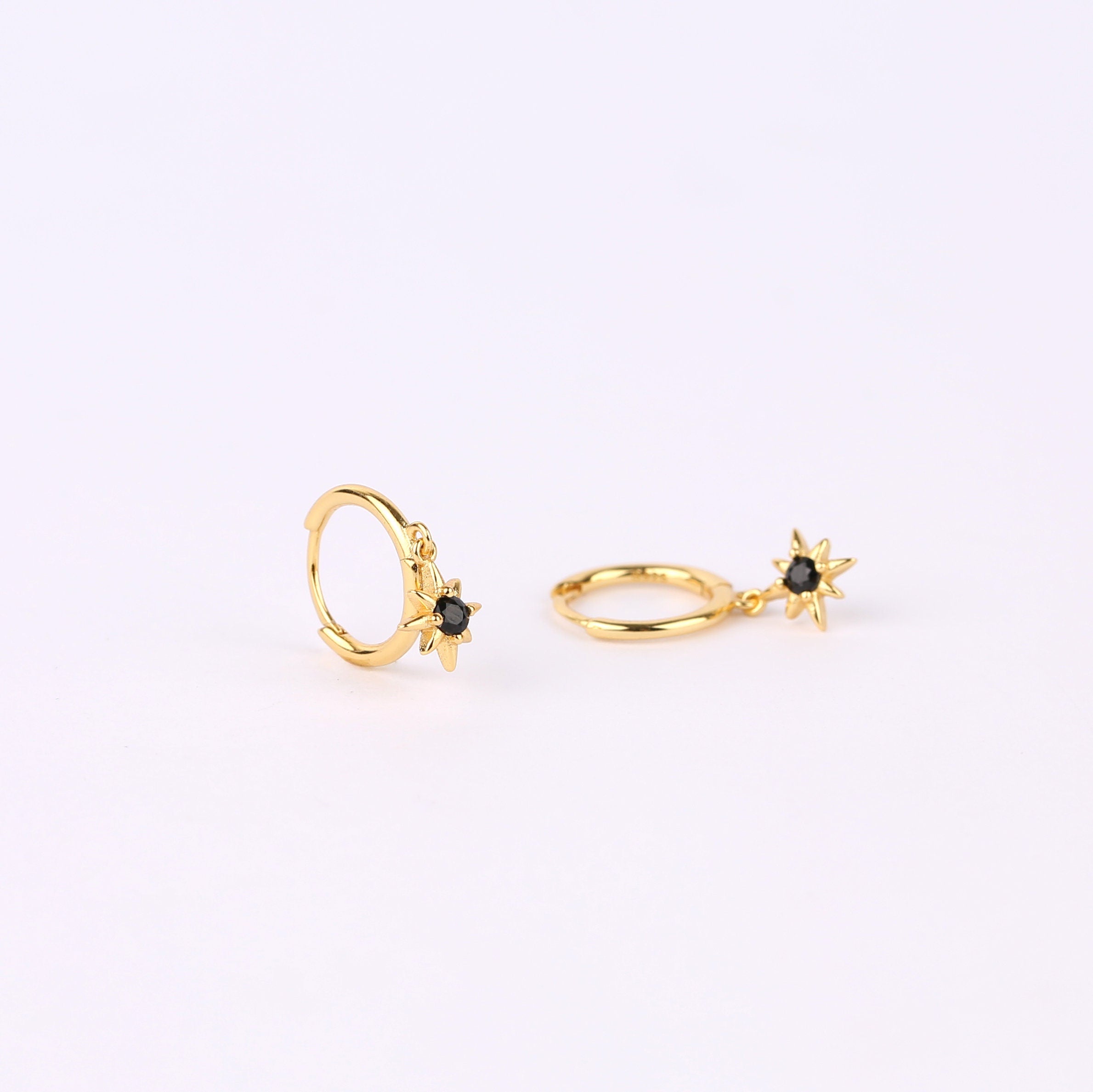 North Star Dangle Hoop Earrings