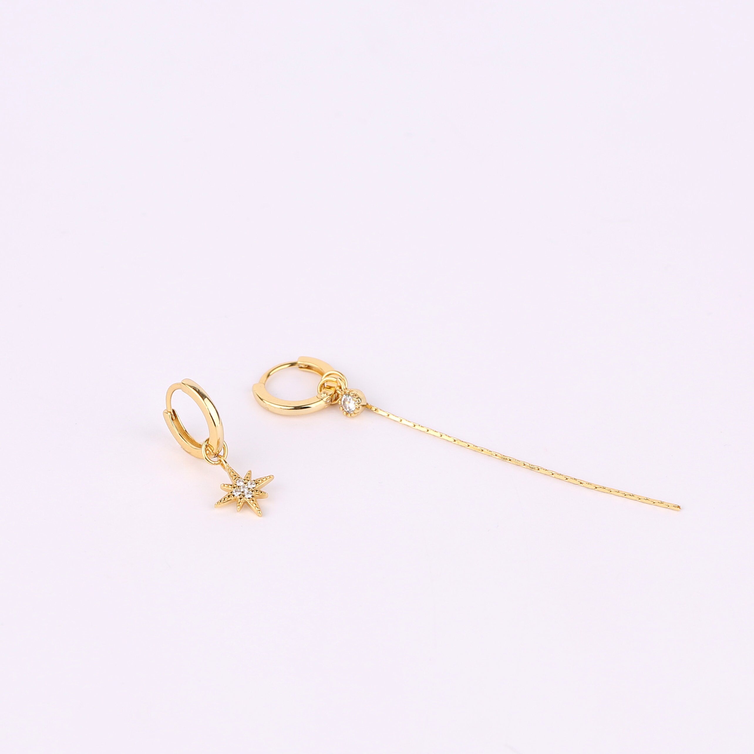 Asymmetric Star Tassel Hoop Earrings