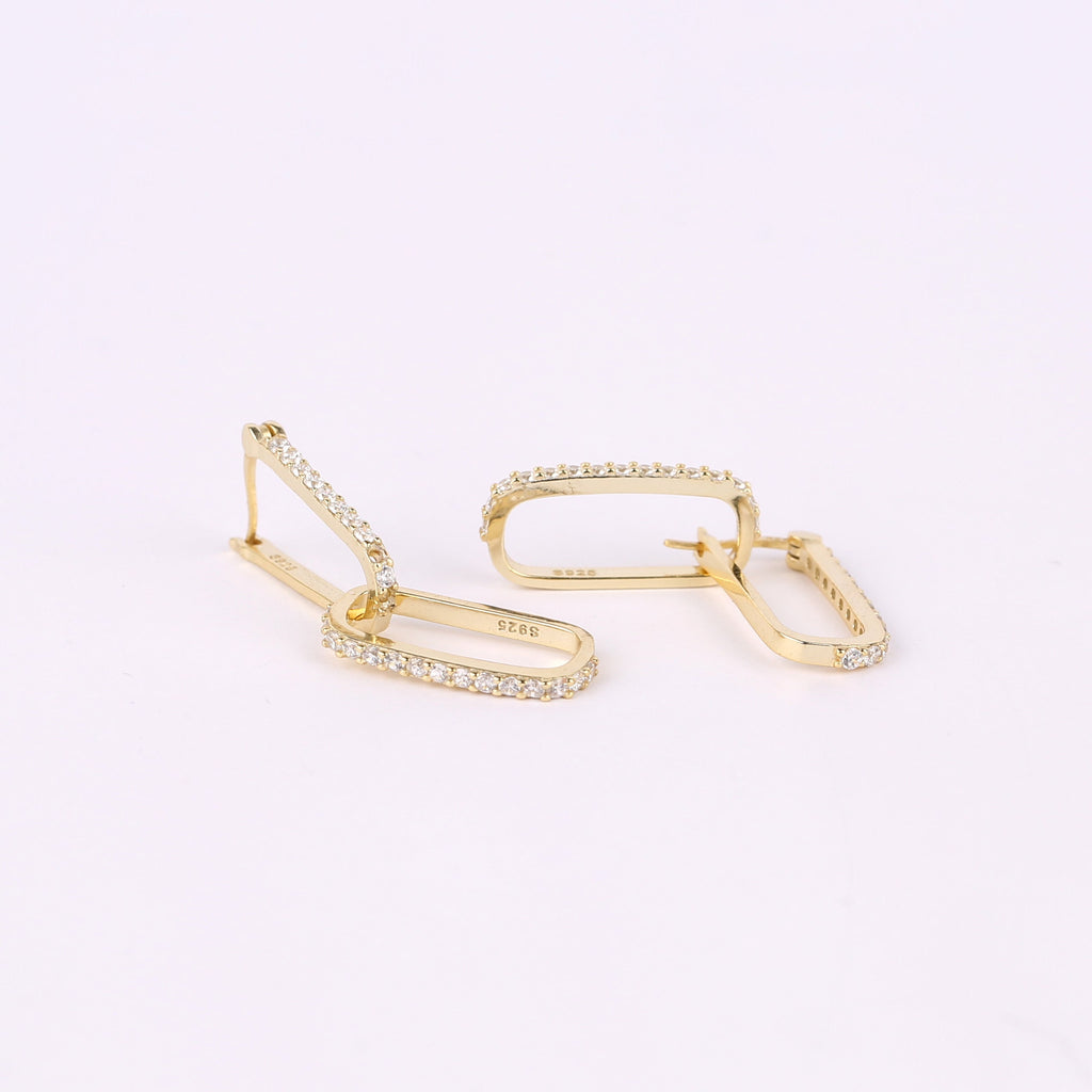 Diamond Link Dangle Earrings