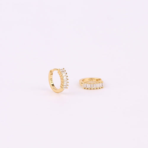 Baguette CZ Huggie Hoop Earrings