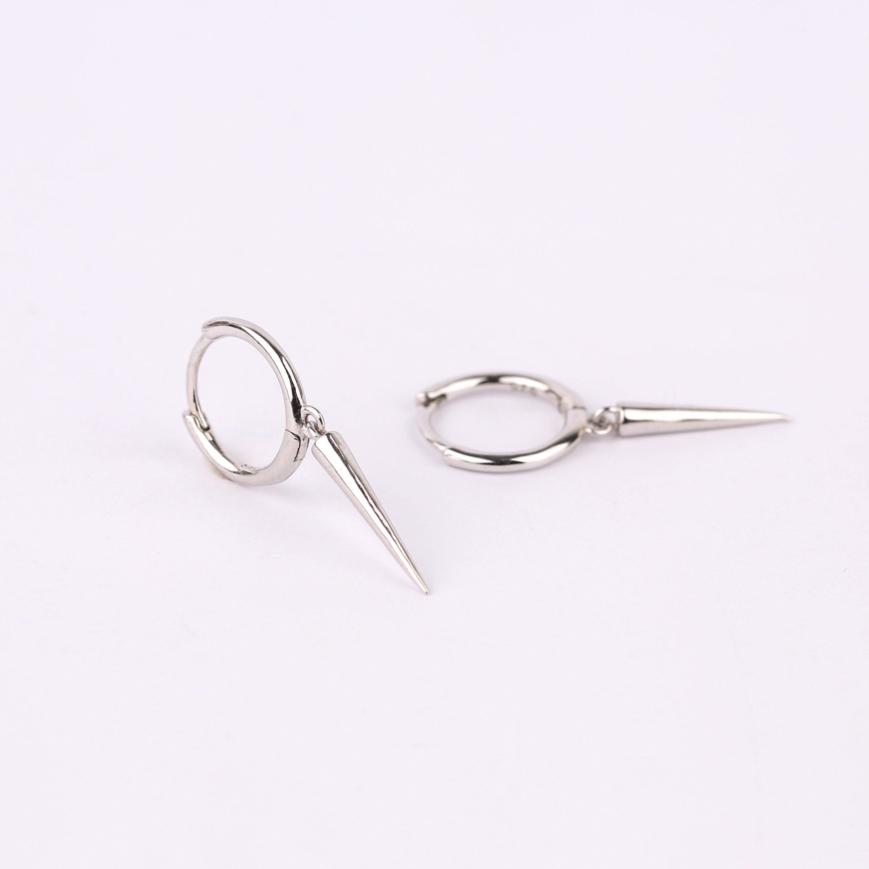 Gold Spike Dangle Hoop Earrings