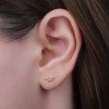 Dainty Diamond CZ Climber Gold Stud Earrings