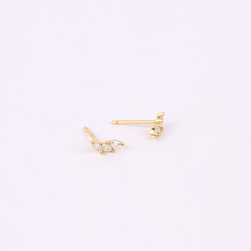 20G Diamond CZ Climber Stud Earrings with Ball Backing in