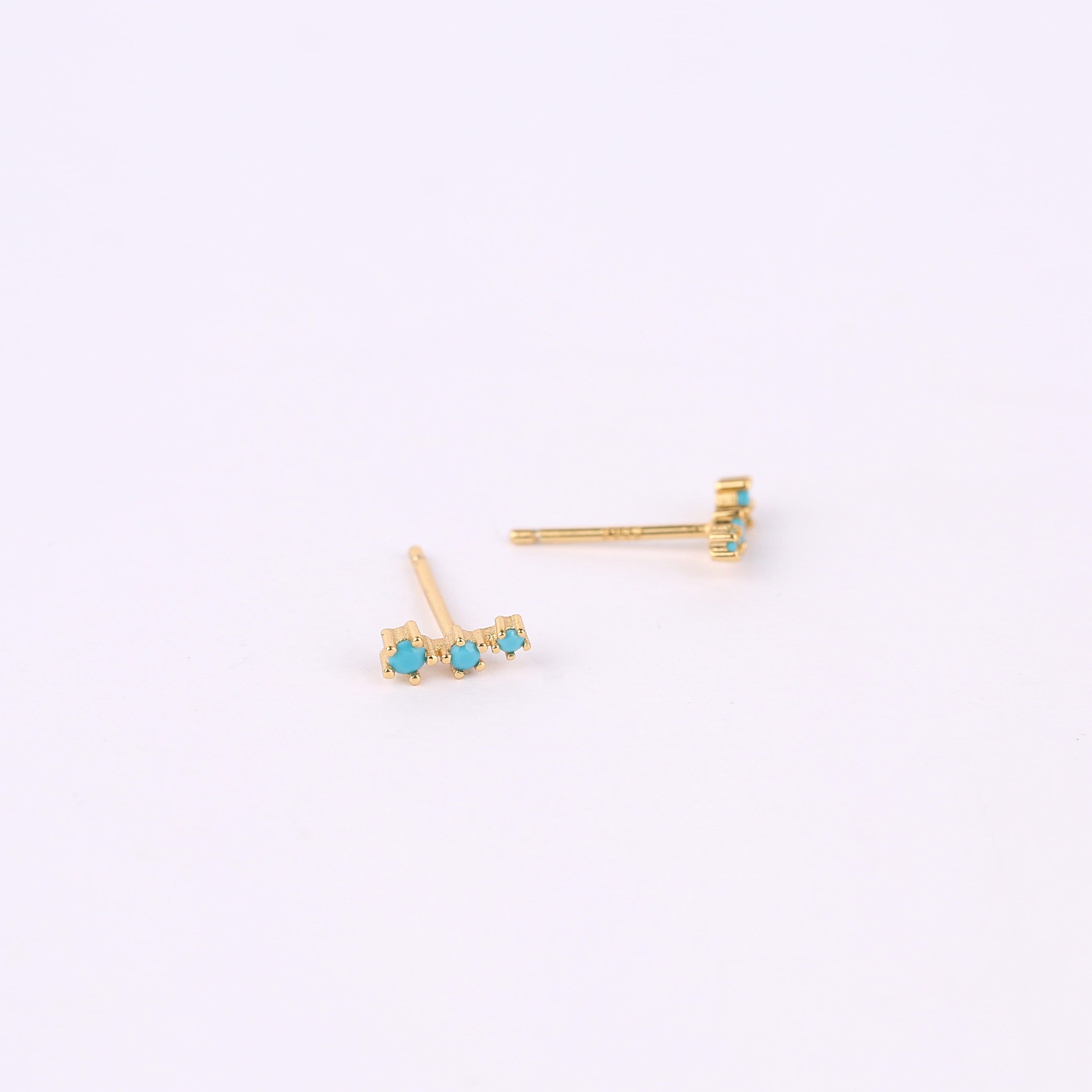 Gold Turquoise Ear Climber Earrings