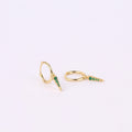 Emerald Spike Charm Dangle Hoop Earrings
