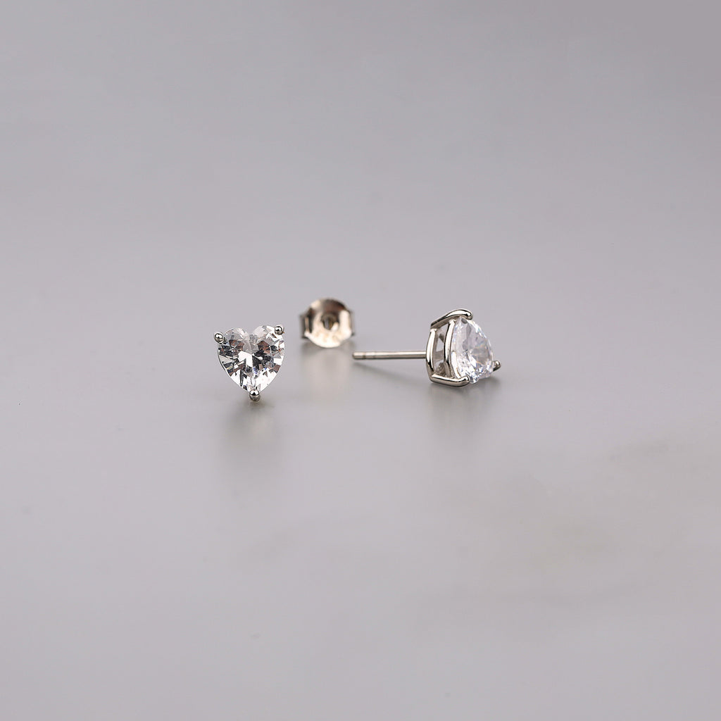 Heart Shape CZ Diamond Stud Earrings