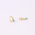 Turquoise Flower Dangle Hoop Earrings