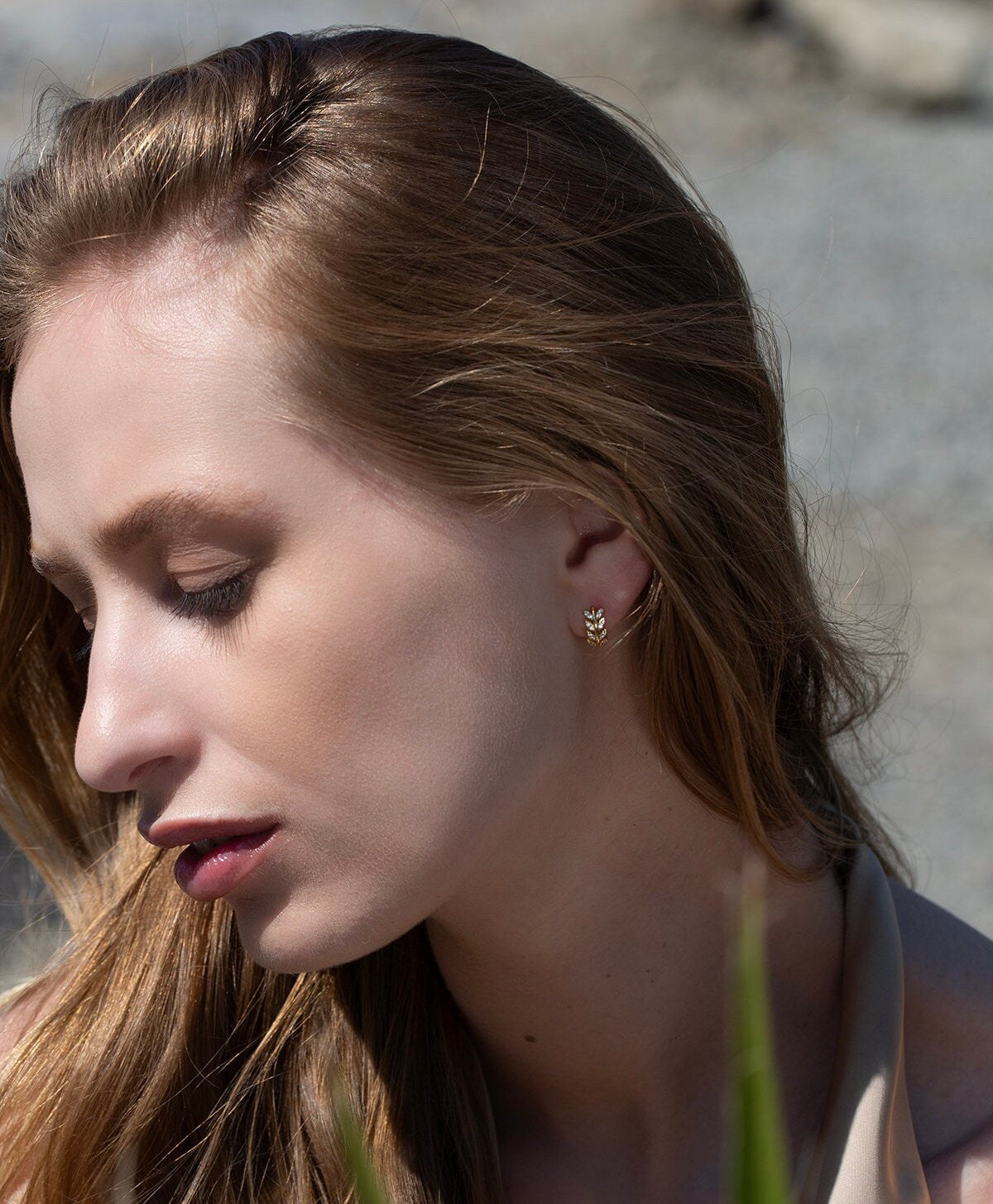 Sterling Silver Olive Leaves Hoop Earrings