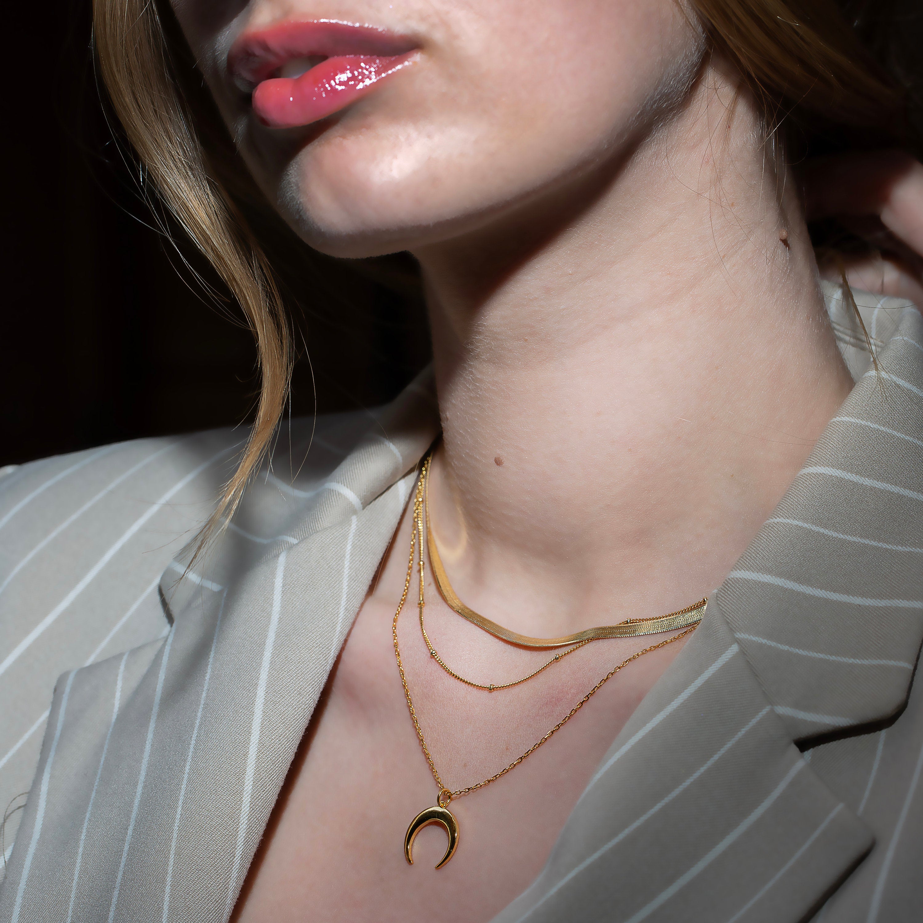 Gold Herringbone Necklace 3.3mm