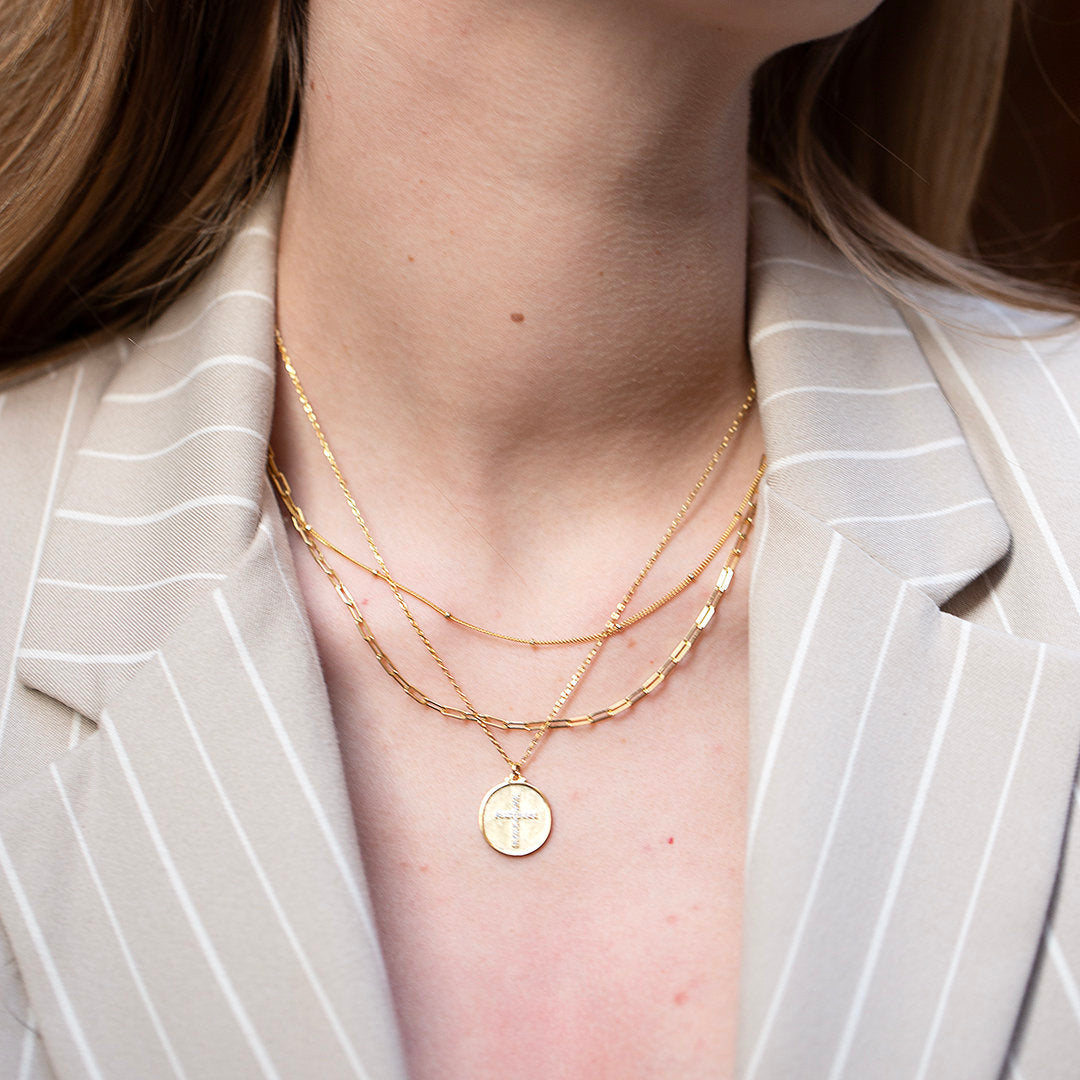 Gold Cross Medallion Necklace