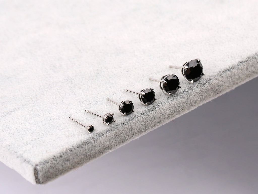 Gold Black Diamond Stud Earrings