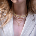 CZ Cross Necklace, Dainty Gold Silver Cross Pendant