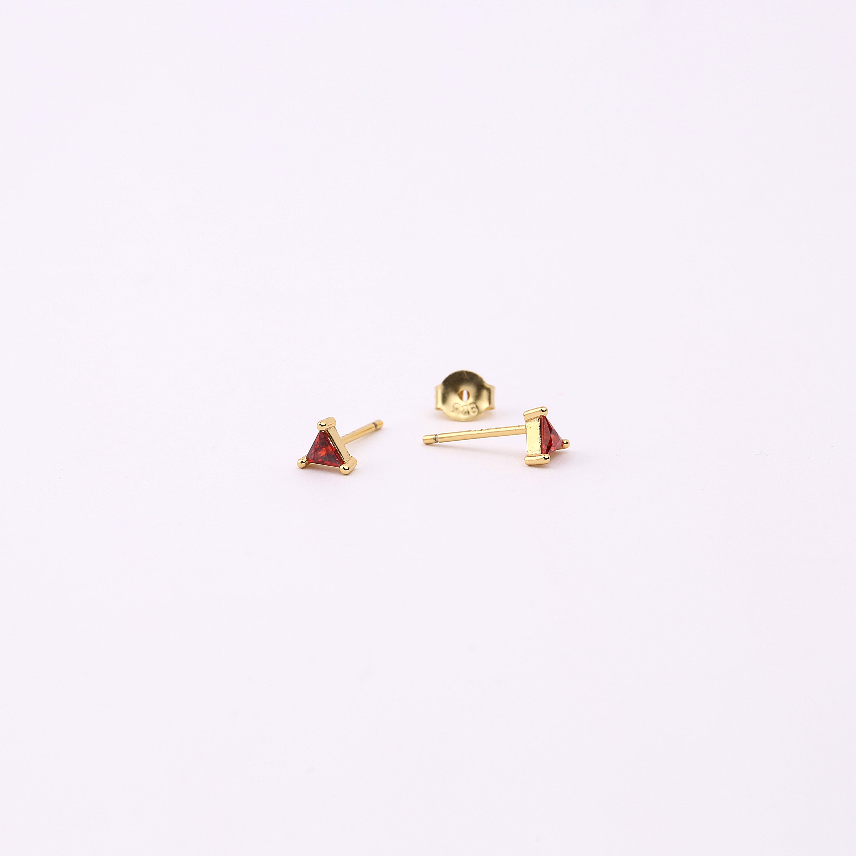 Dainty Emerald Triangle Gold Small Stud Earrings