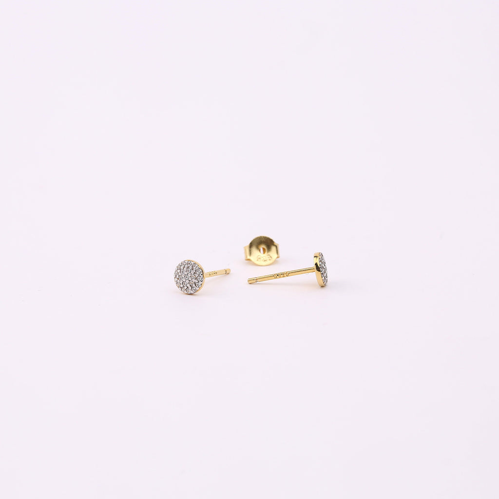 Pave Disc Stud Earrings