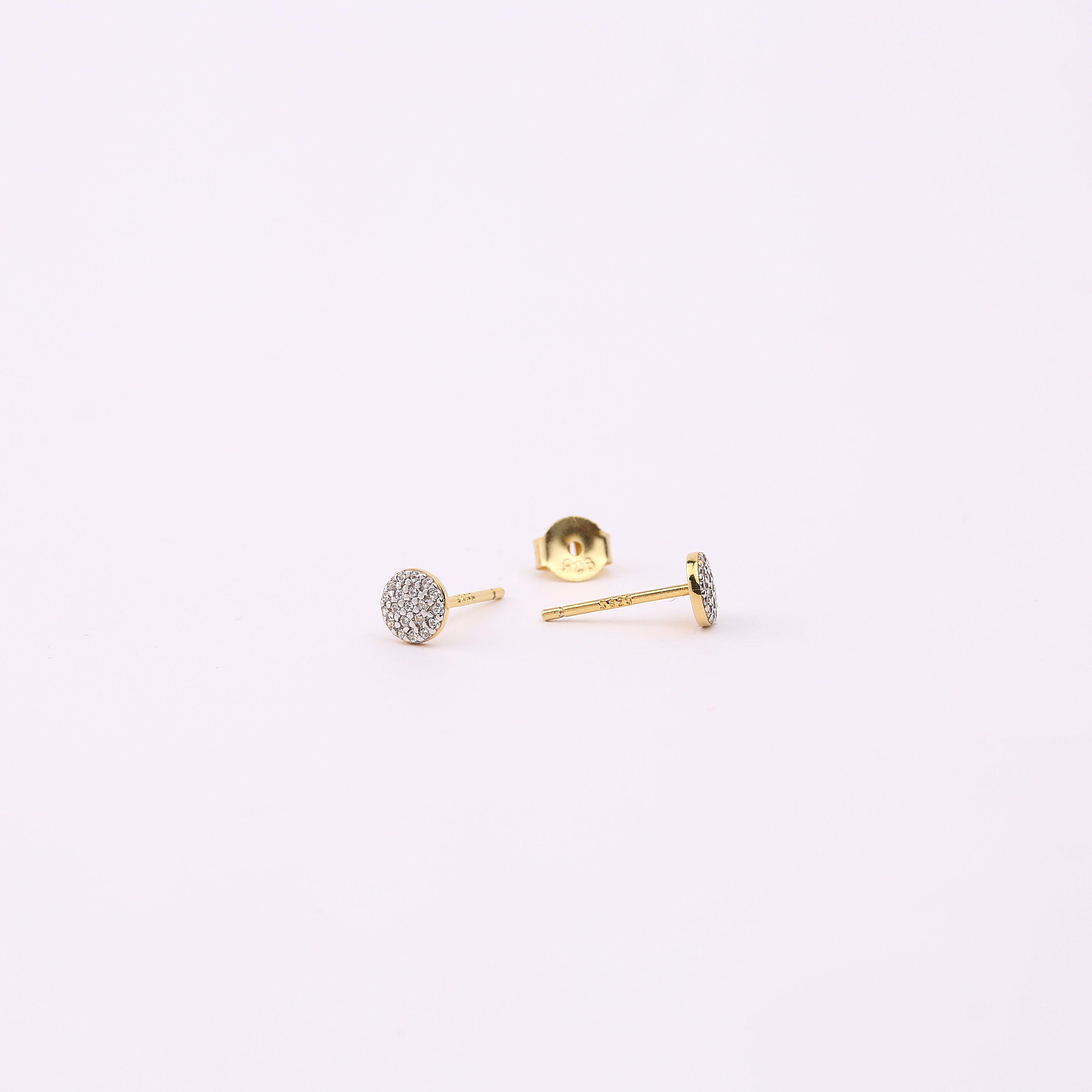 Pave Disc Stud Earrings
