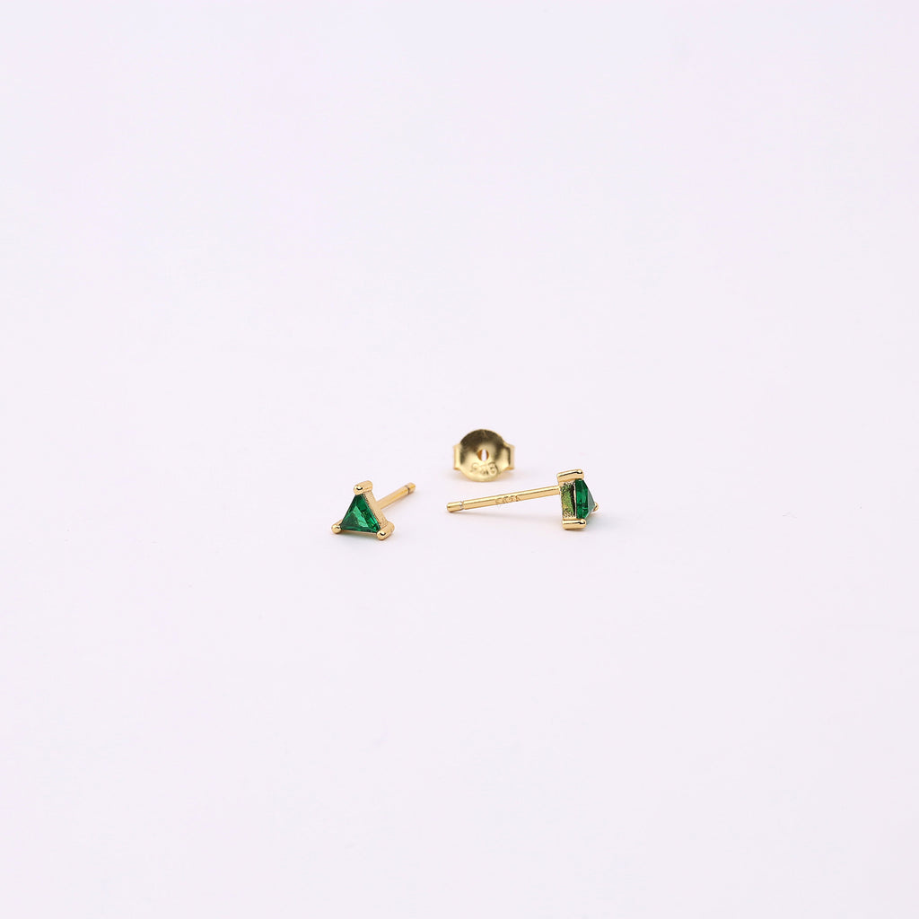 Triangle Shape Black Diamond Stud Earrings