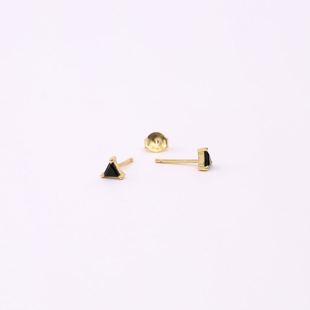 Triangle Shape Black Diamond Stud Earrings