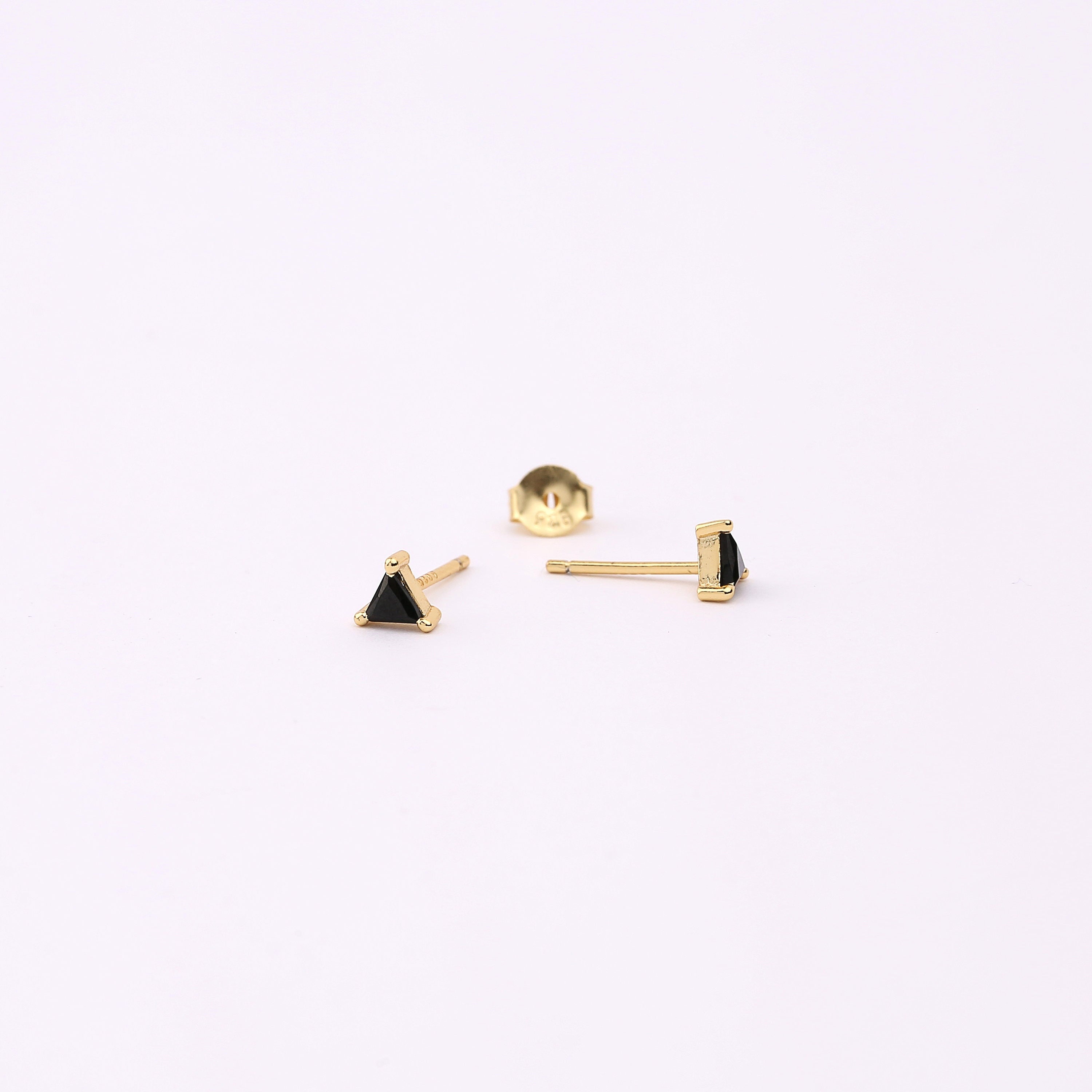 Triangle Shape Black Diamond Stud Earrings