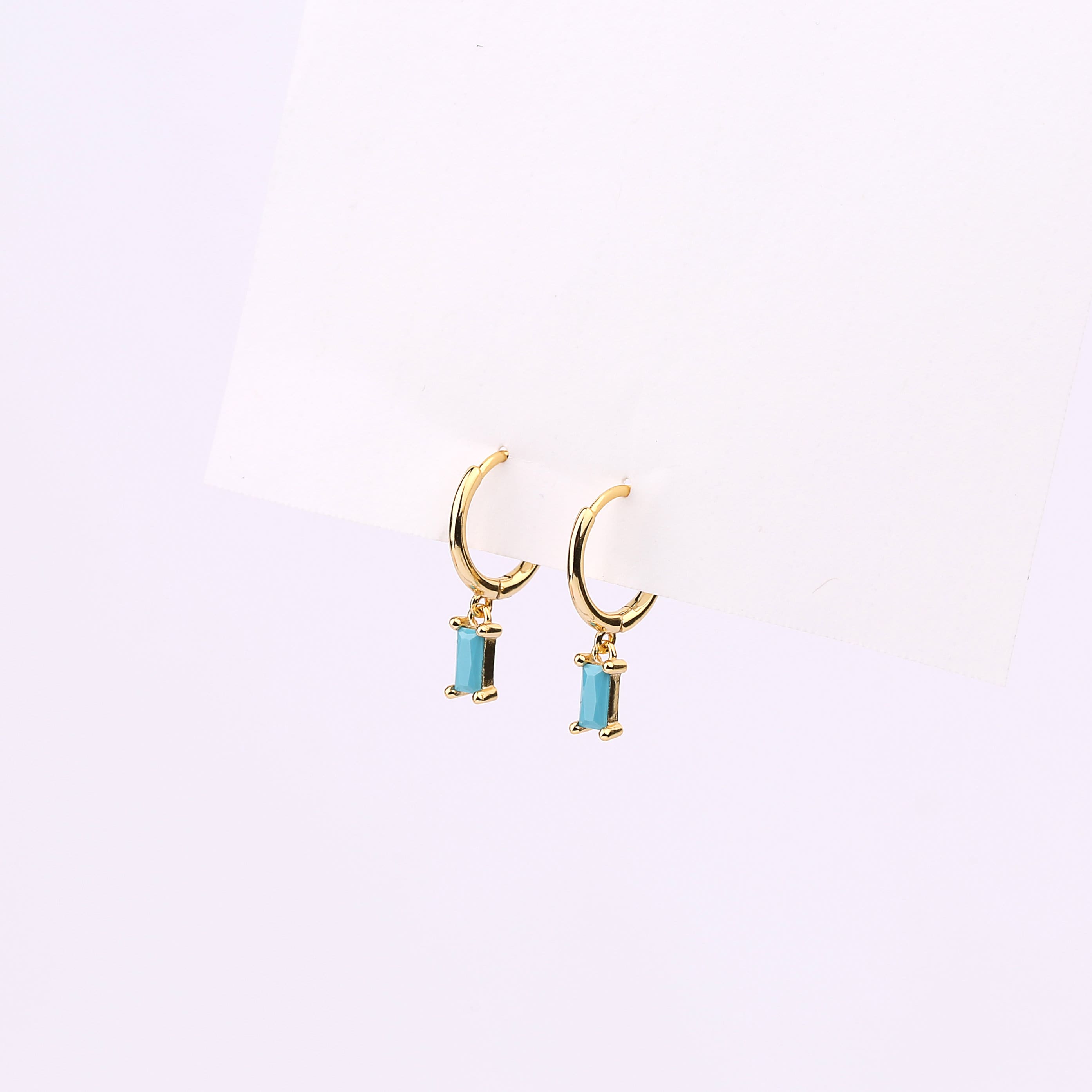 Black Stone Dangle Hoop Earrings