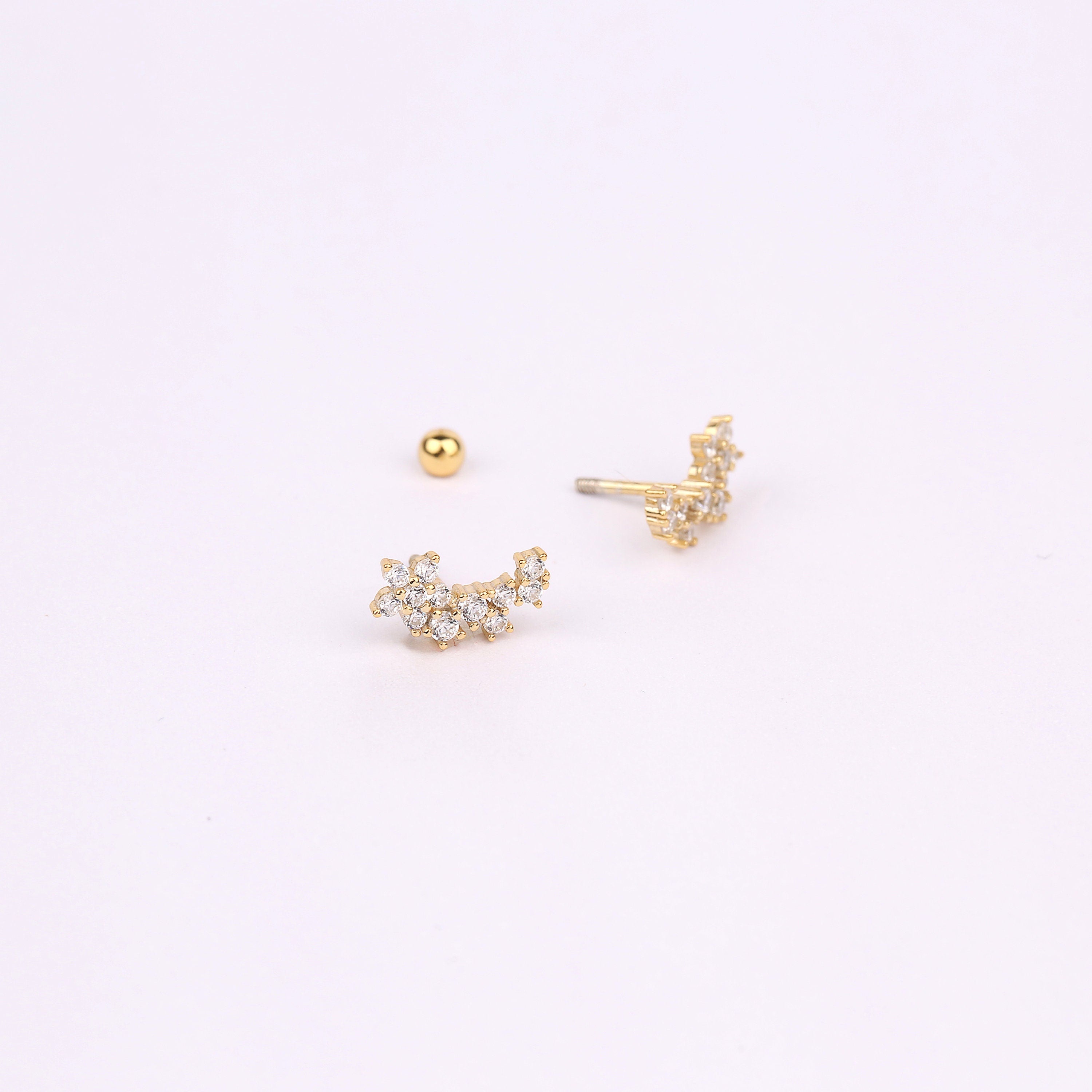20g Starburst Helix Stud Earring with Ball Backing